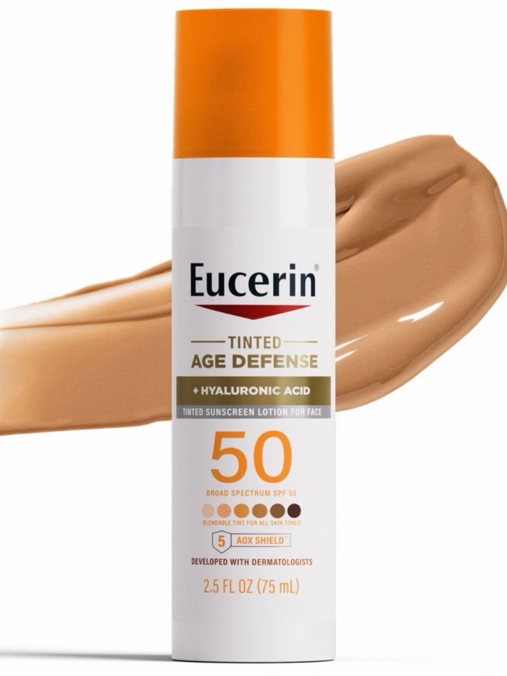 EUCERIN Age Defense Tinted Sunscreen Lotion SPF 50 w/ Hyaluronic Acid 2.5 oz NIB